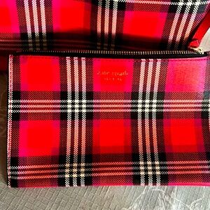 Kate Spade tote, plaid, with matching pouch